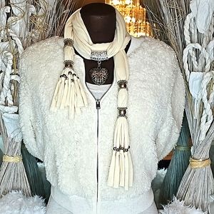 Custom Designed Beige Designer Scarf. Women's Size: One Size